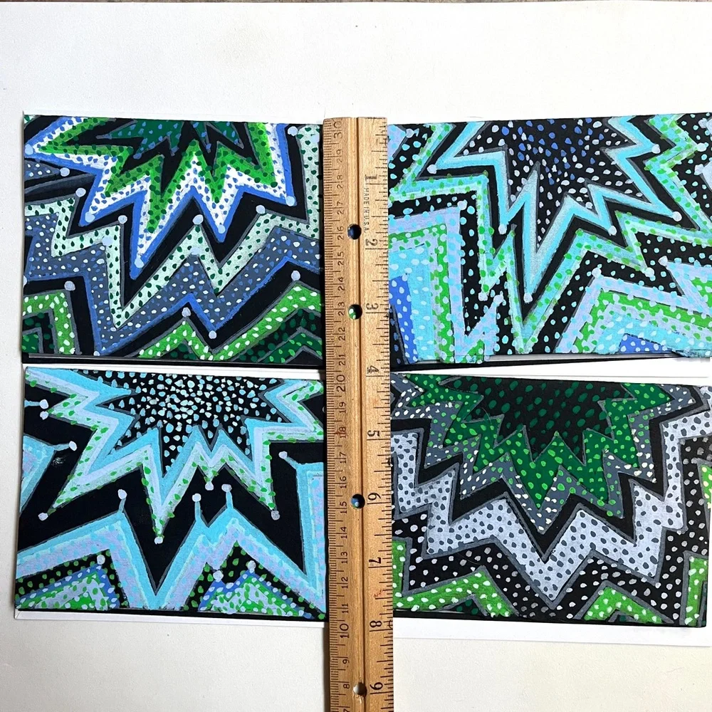 Colorful Patterned Cards-Artist Designed & Painted. Very Special Luxury Cards